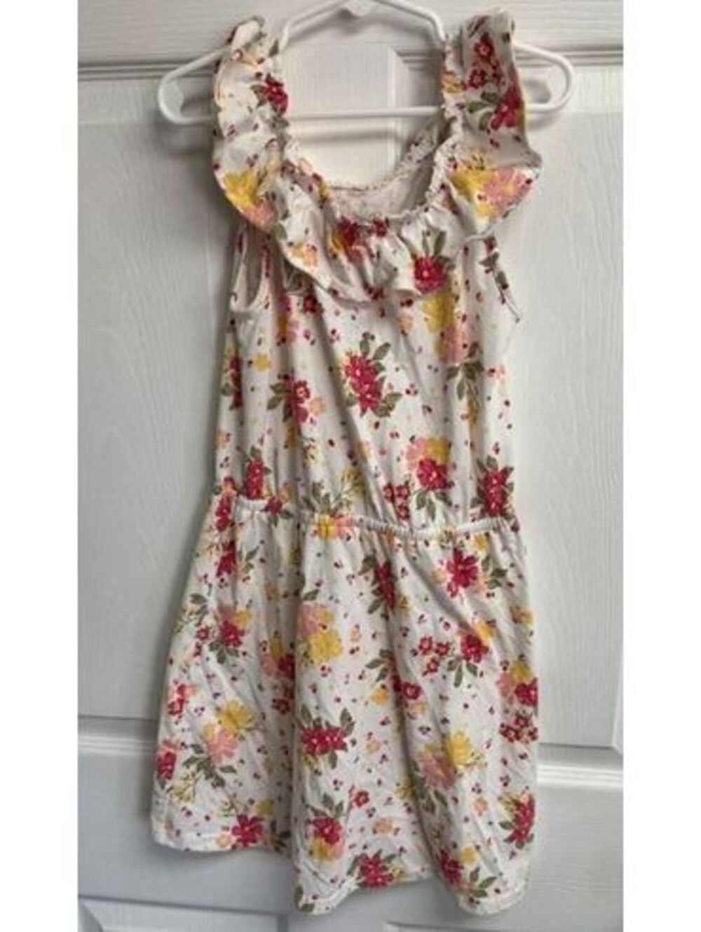 The Children's Place Girls Floral Dress Medium 7/8 Ruffled Sleeveles Multi-Color